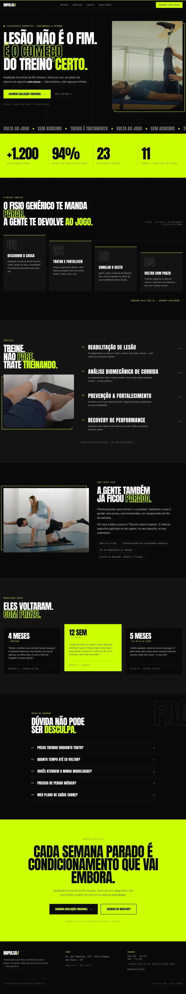 Site de Fisioterapia esportiva — Impulso
