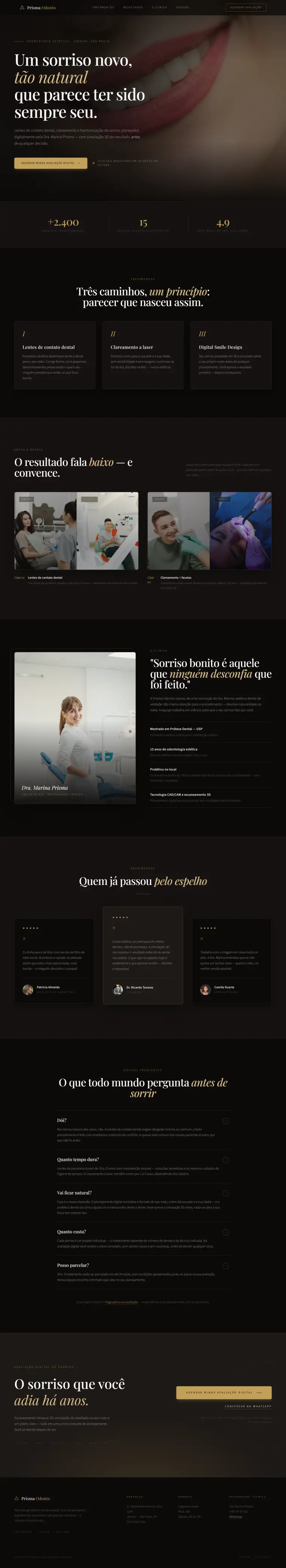 Site de Odontologia estética — Prisma Odonto