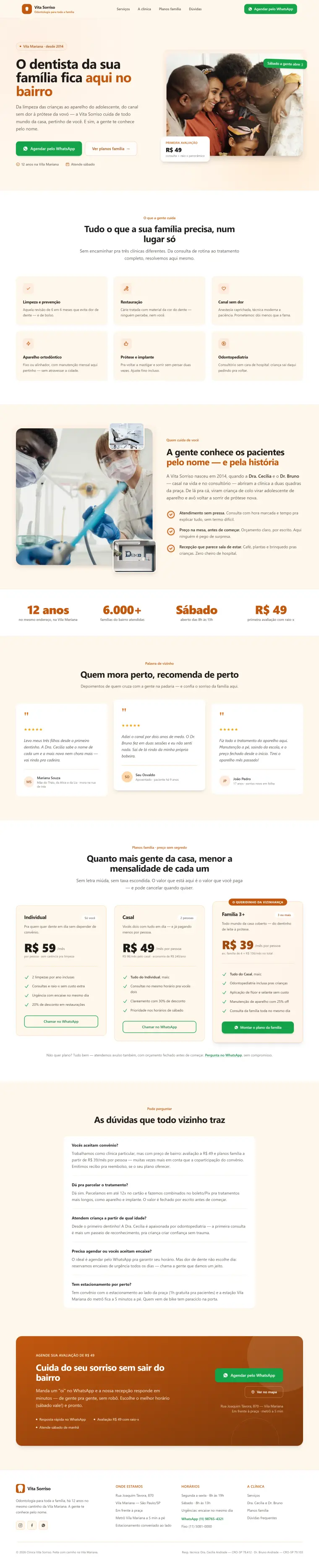 Site de Odontologia de família — Vita Sorriso